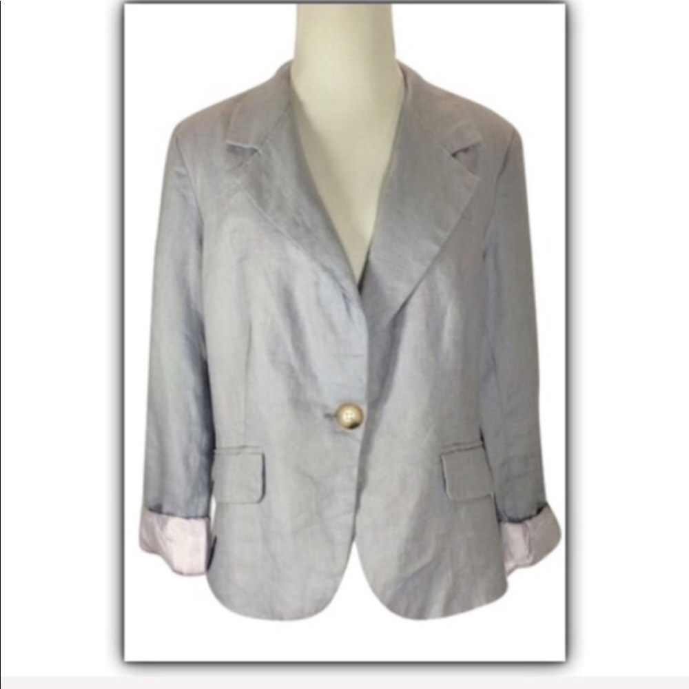 For Cynthia Linen fully lined boyfriend Blazer size large. NEW!!